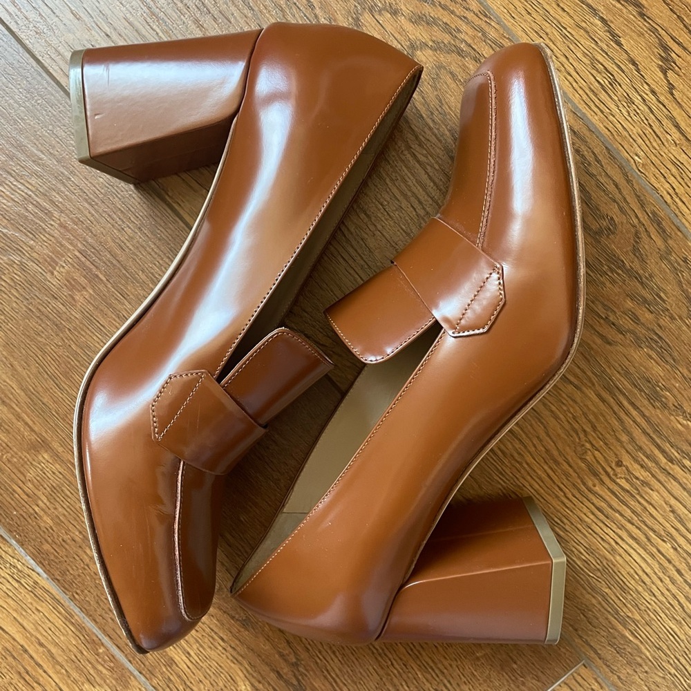 M. Gemi Brown Leather Block Heels - Picture 8 of 9